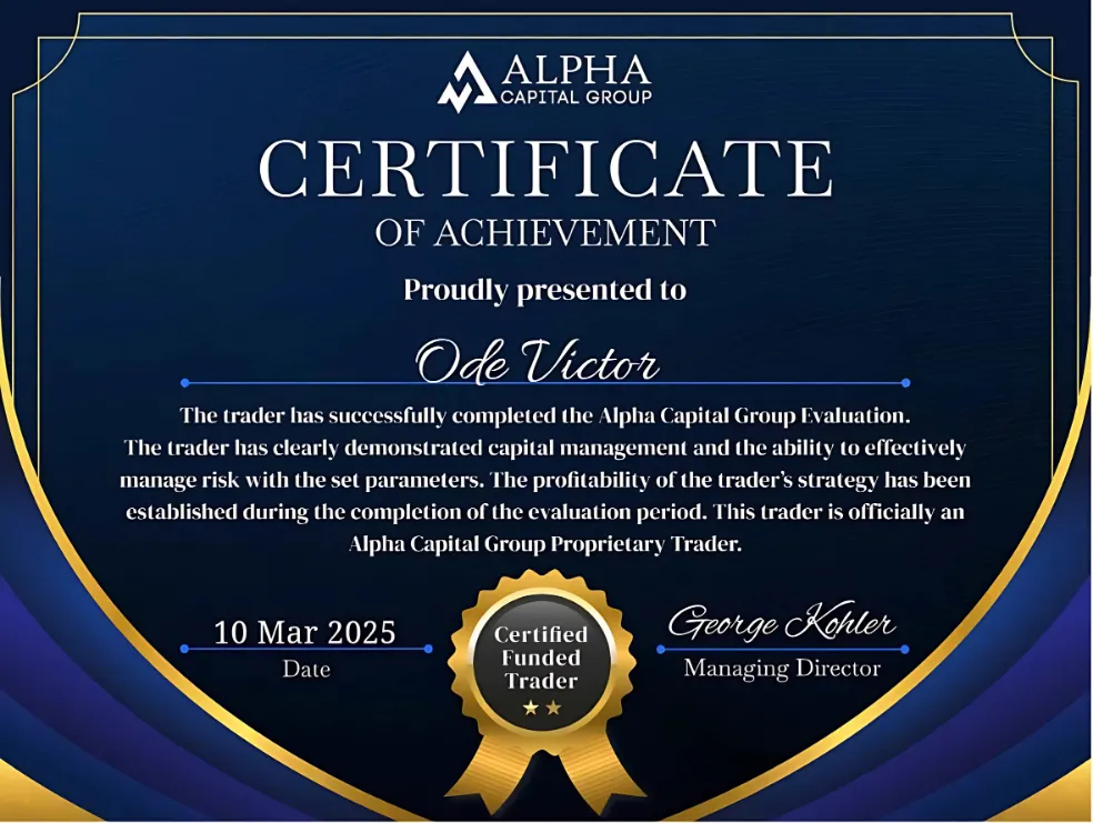 YoForex Clears Alpha Capital Group Prop Firm Account for Ode Victor