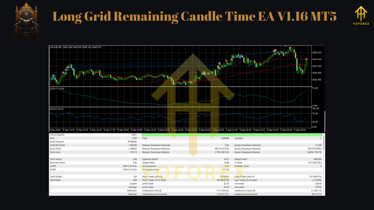 Long Grid Remaining Candle Time EA V1.16 MT5