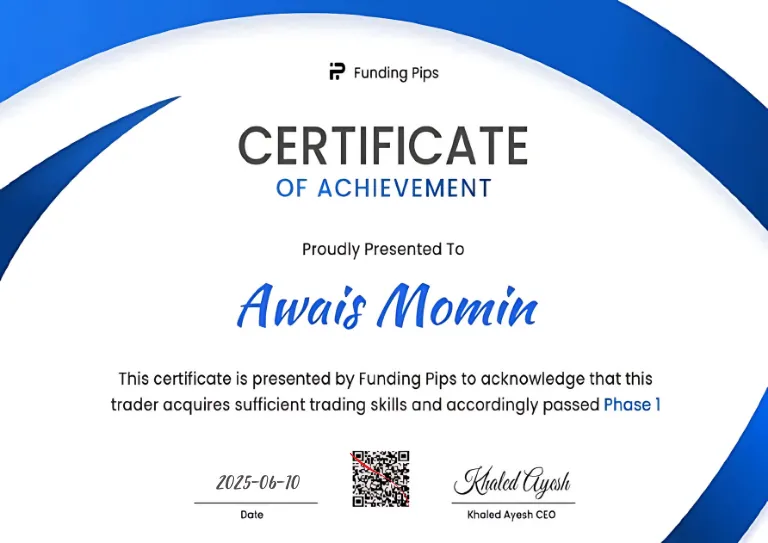 YoForex Clears Funding Pips Prop Firm Account for Awais Momin Introduction